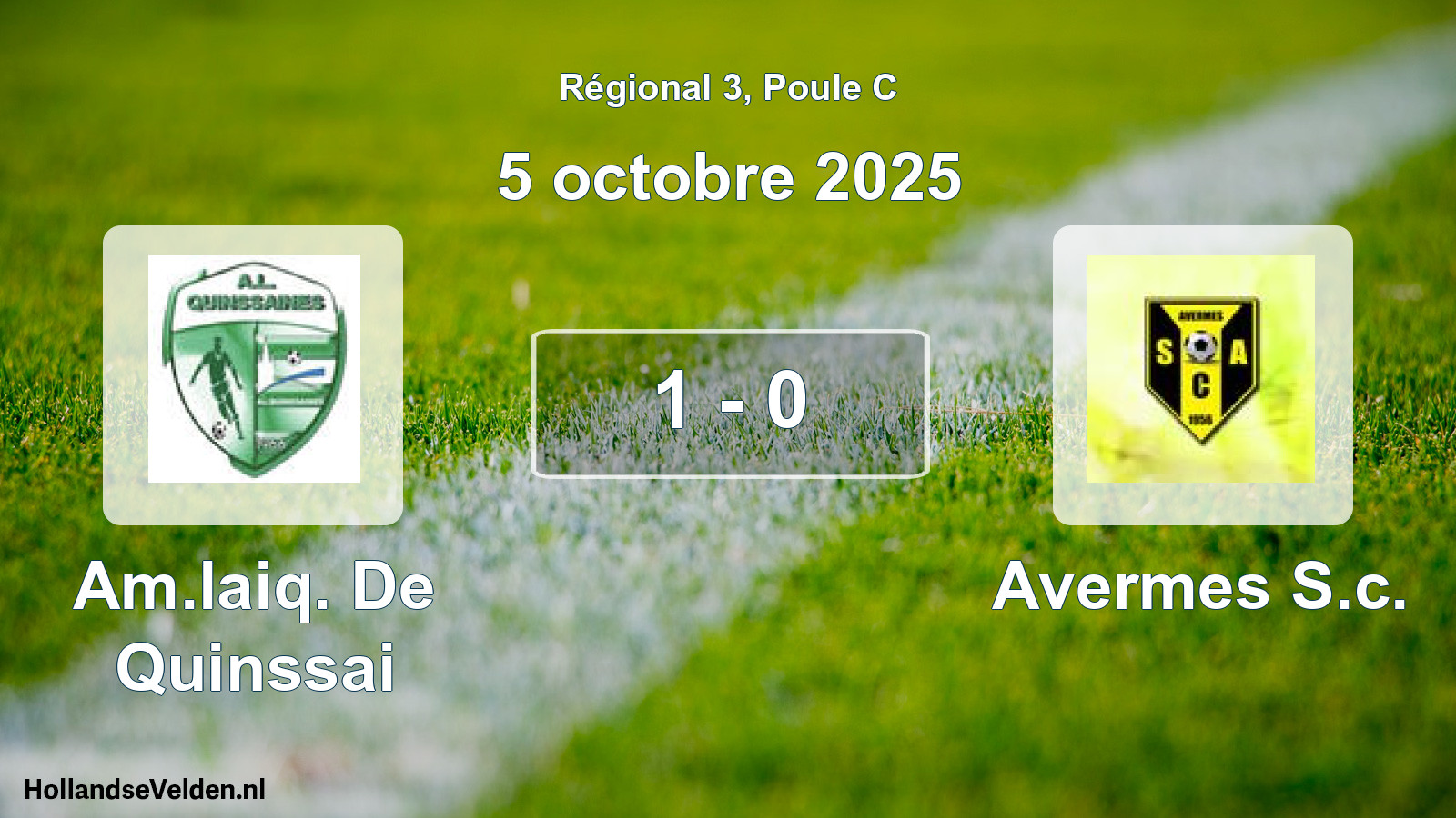 Gespeelde wedstrijd: Am.laiq. De Quinssai - Avermes S.c. 1 - 0 (5 octobre 2025)
