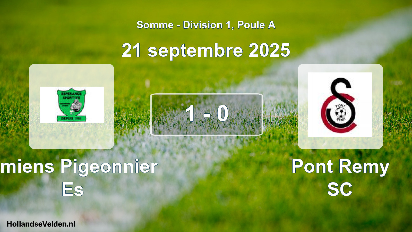 Match joué: Amiens Pigeonnier Es - Pont Remy SC 1 - 0 (21 septembre 2025)