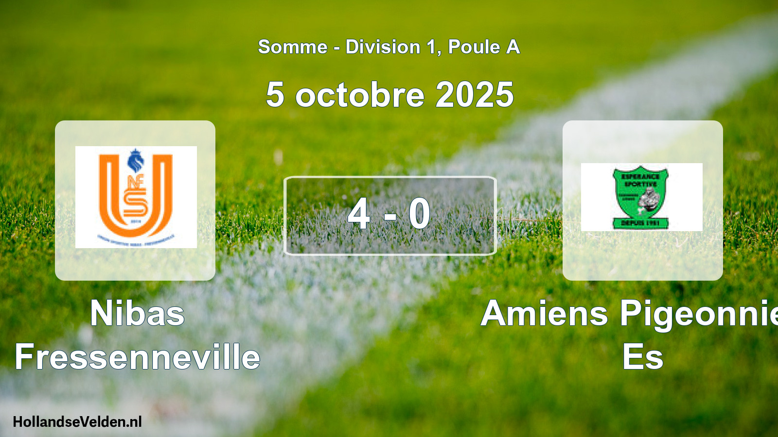 Match joué: Nibas Fressenneville - Amiens Pigeonnier Es 4 - 0 (5 octobre 2025)