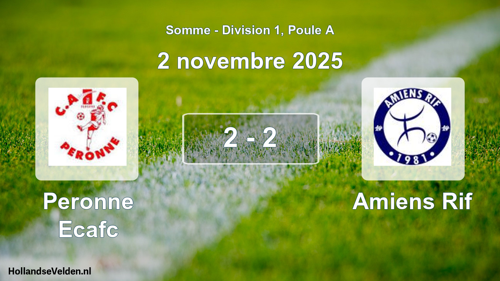 Total number of matches played: Peronne Ecafc - Amiens Rif 2 - 2 (2 November 2025)