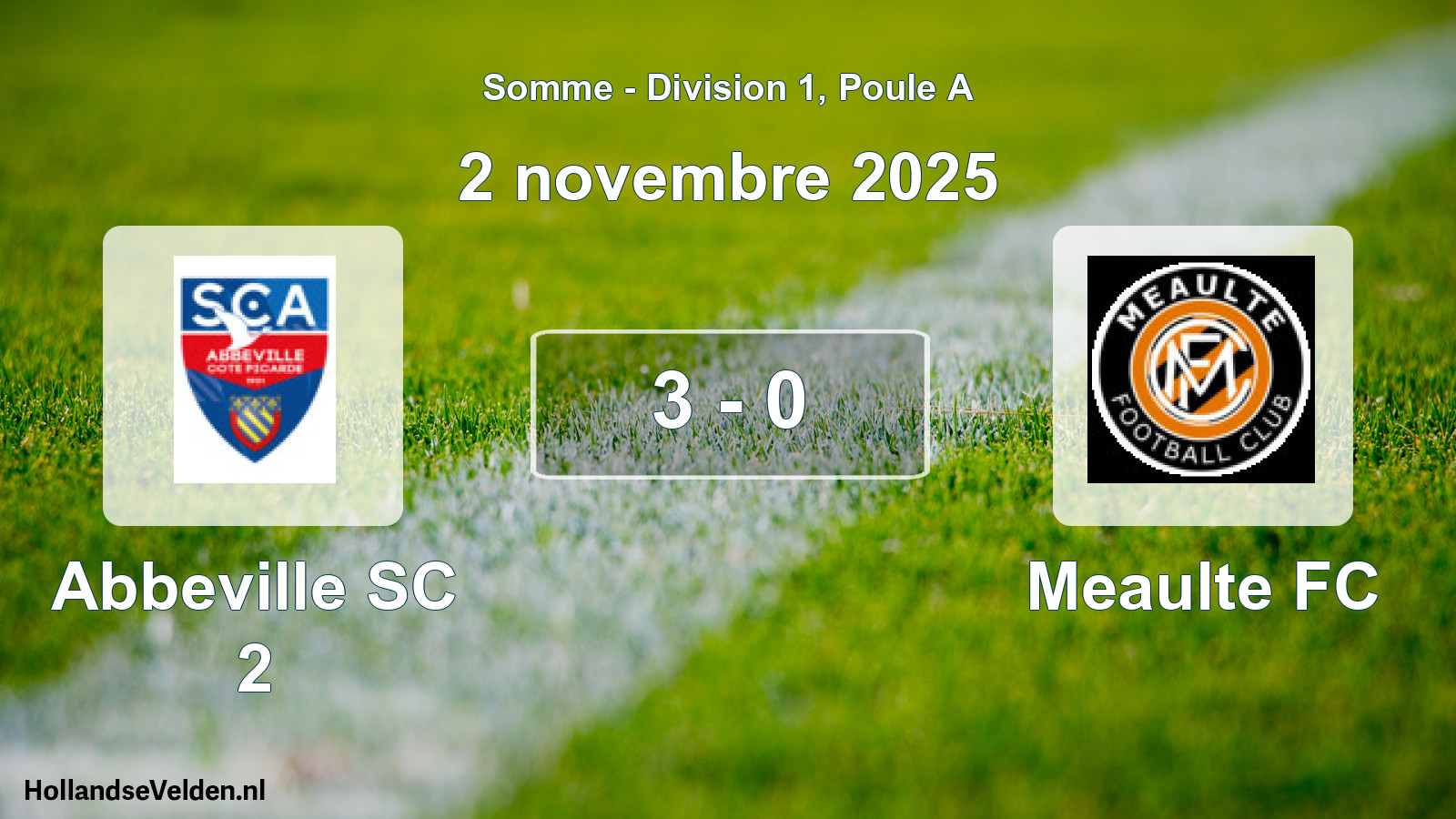 Match joué: Abbeville SC 2 - Meaulte FC 3 - 0 (2 novembre 2025)
