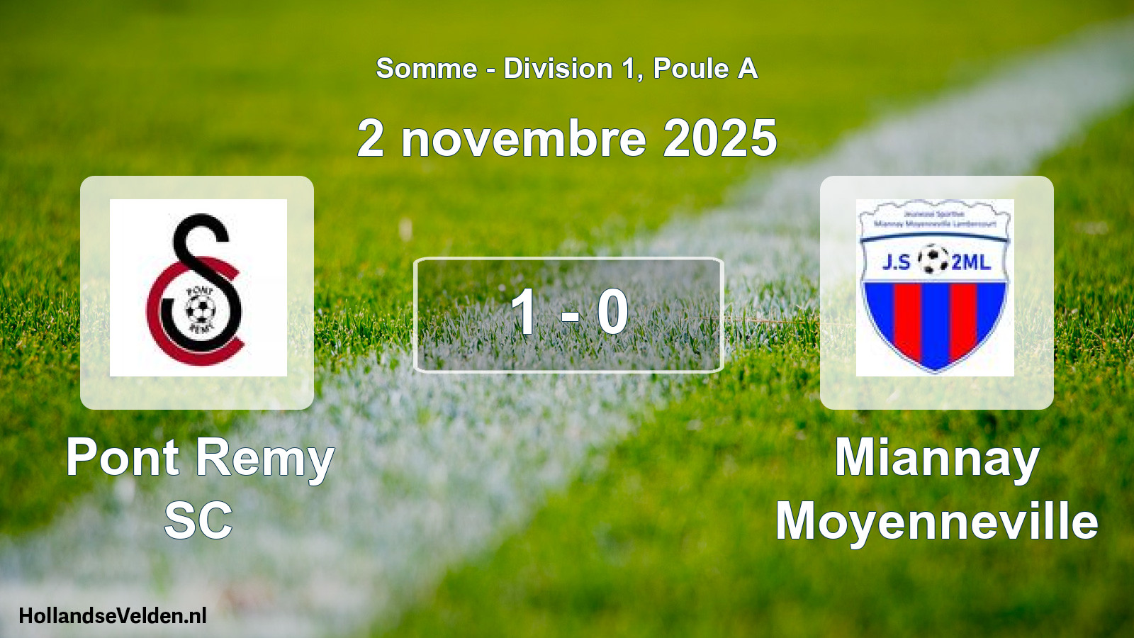 Match joué: Pont Remy SC - Miannay Moyenneville 1 - 0 (2 novembre 2025)