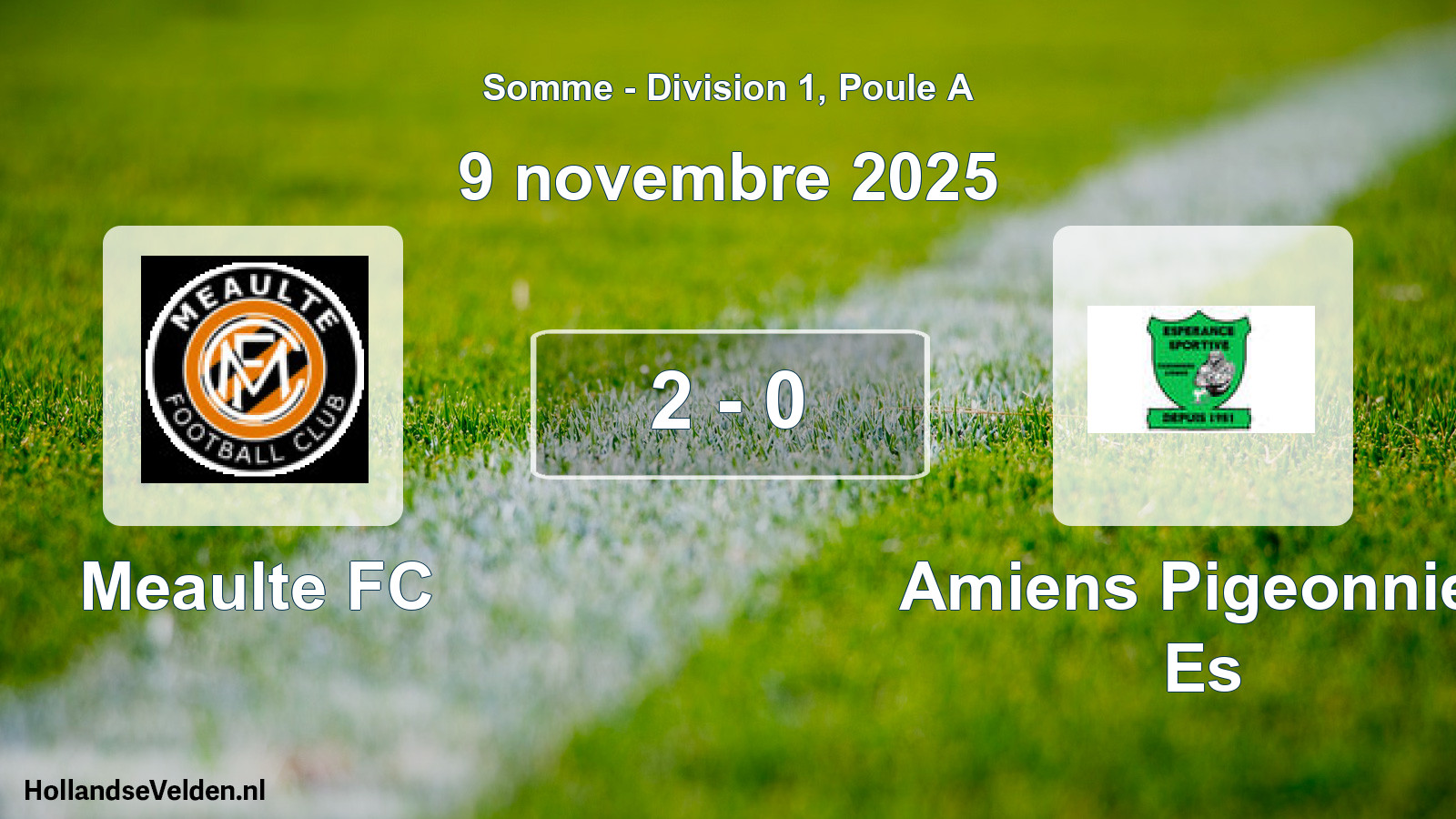 Total number of matches played: Meaulte FC - Amiens Pigeonnier Es 2 - 0 (9 November 2025)