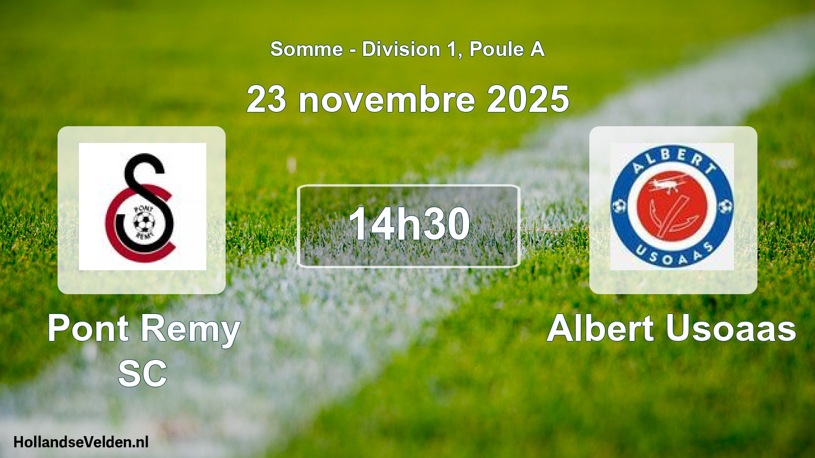 Match programmé: Pont Remy SC - Albert Usoaas (23 novembre 2025)