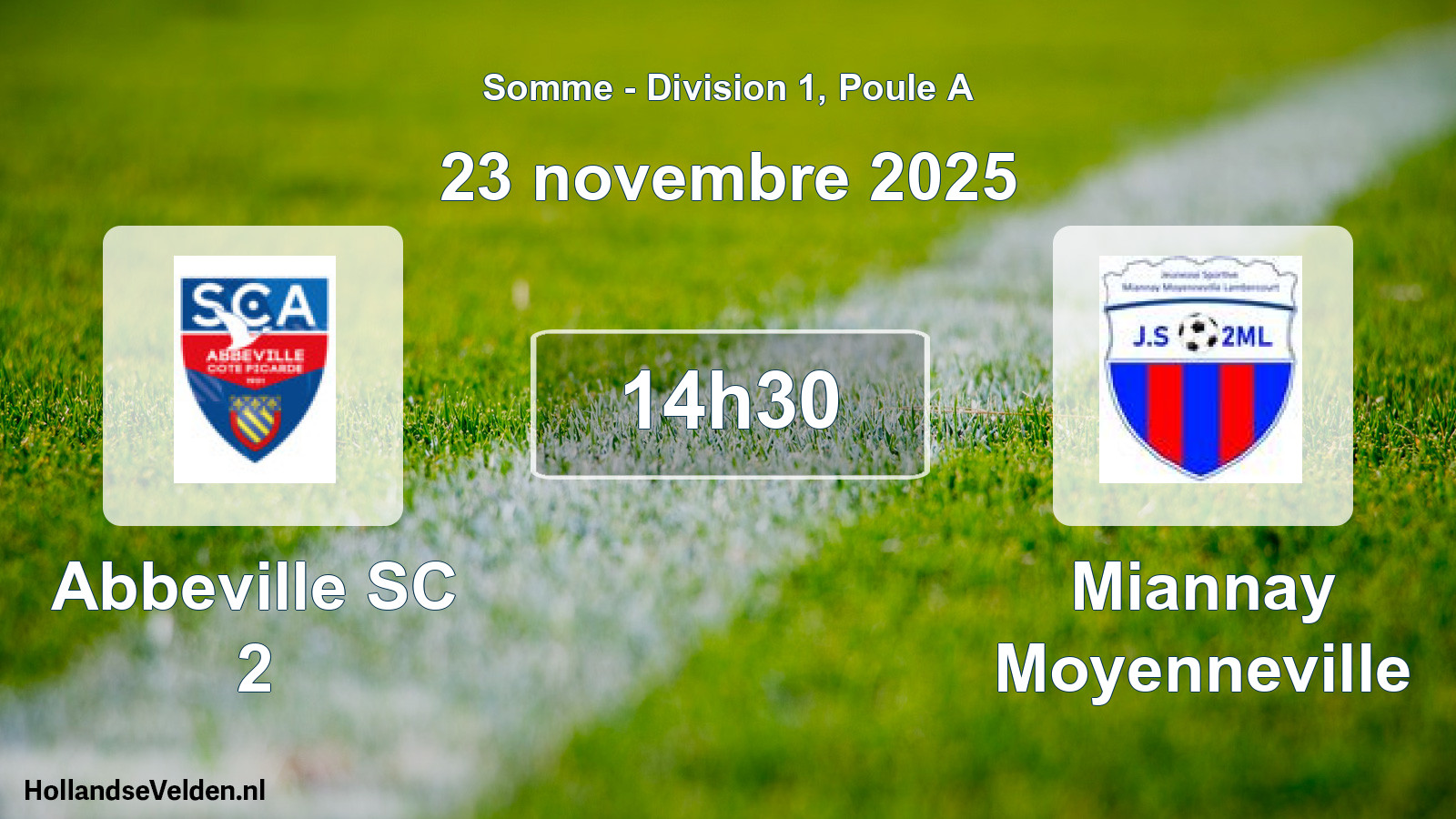 Match programmé: Abbeville SC 2 - Miannay Moyenneville (23 novembre 2025)
