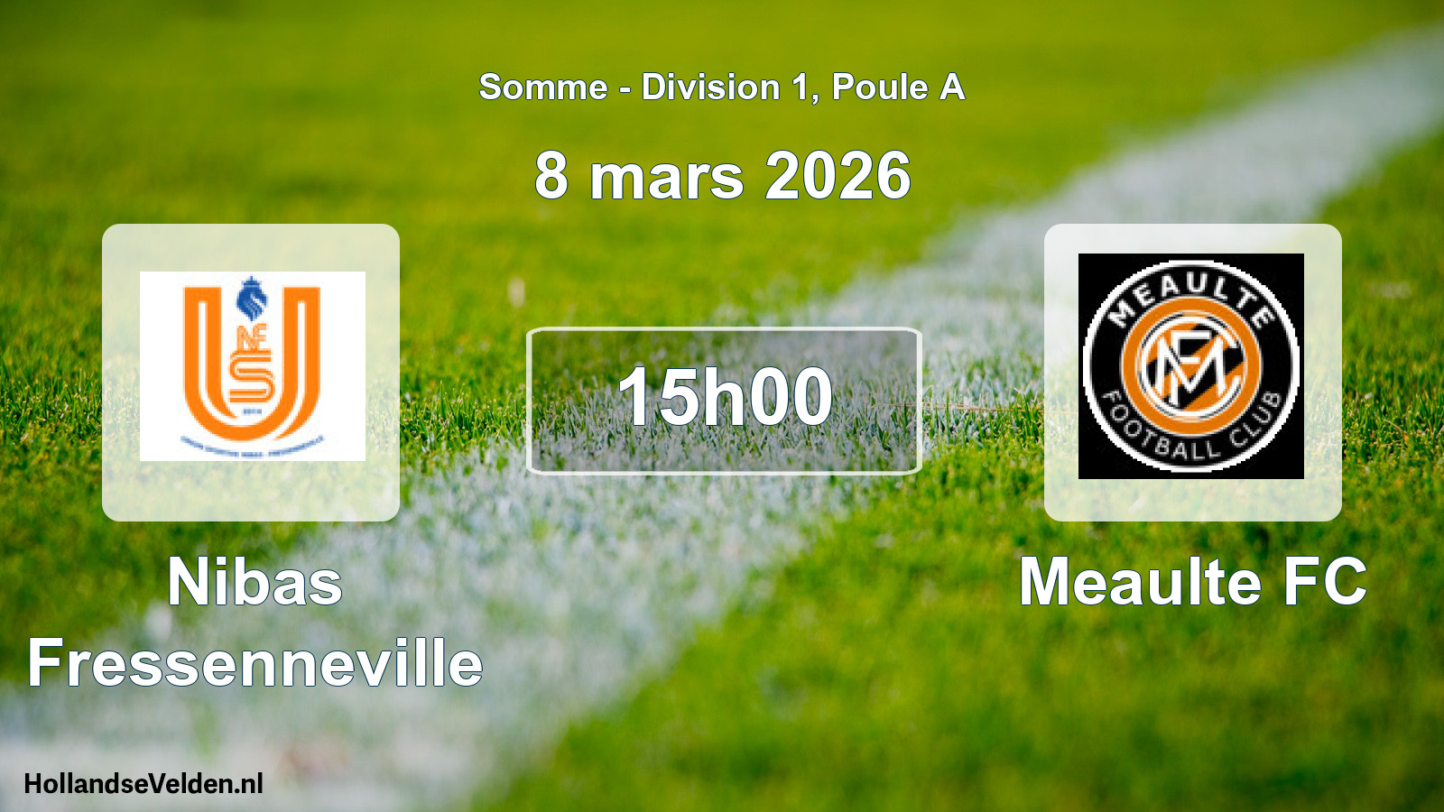Match programmé: Nibas Fressenneville - Meaulte FC (8 mars 2026)