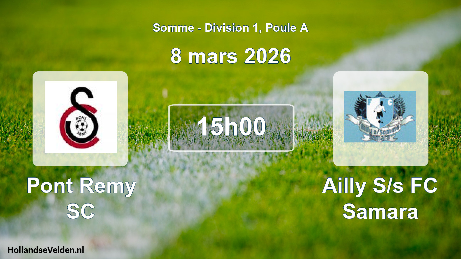 Match programmé: Pont Remy SC - Ailly S/s FC Samara (8 mars 2026)