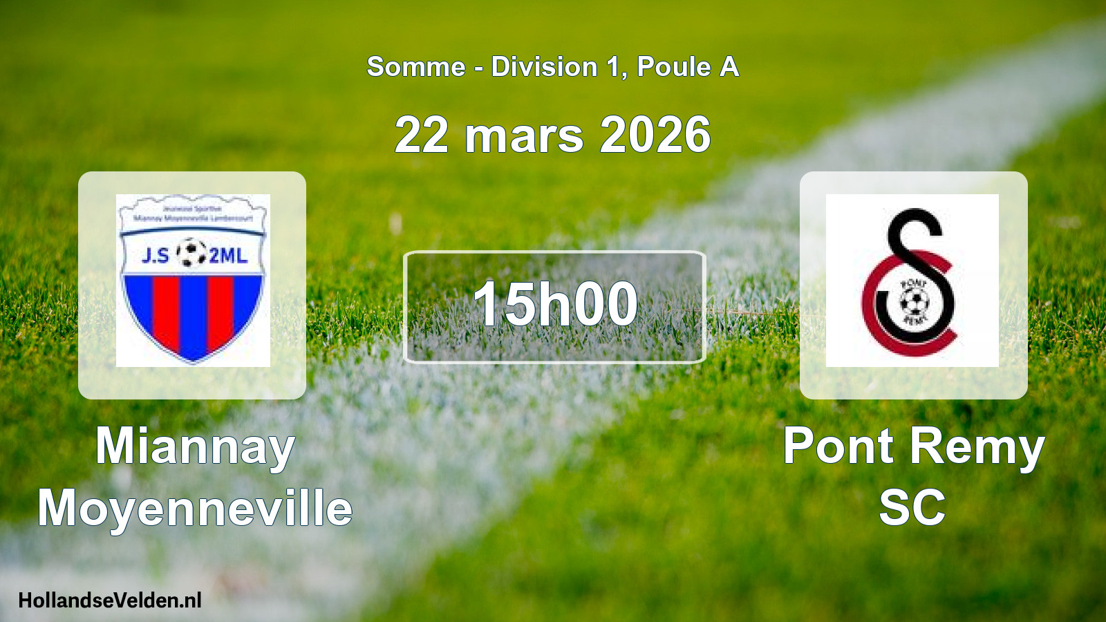 Match programmé: Miannay Moyenneville - Pont Remy SC (22 mars 2026)