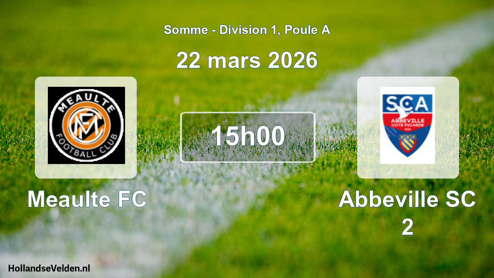 Match programmé: Meaulte FC - Abbeville SC 2 (22 mars 2026)