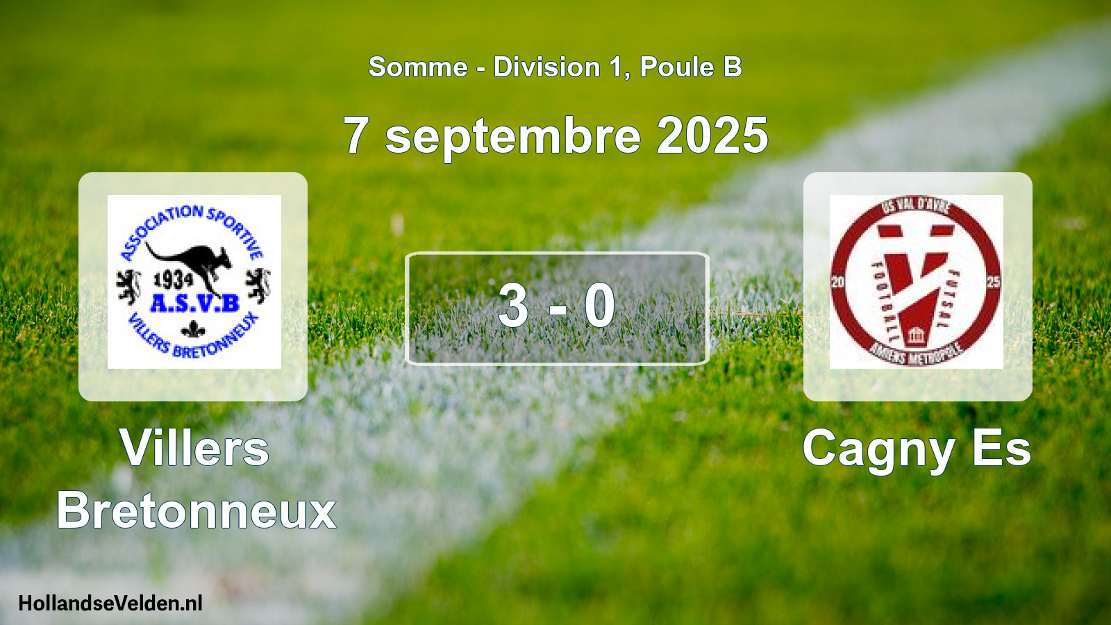 Match joué: Villers Bretonneux - Cagny Es 3 - 0 (7 septembre 2025)