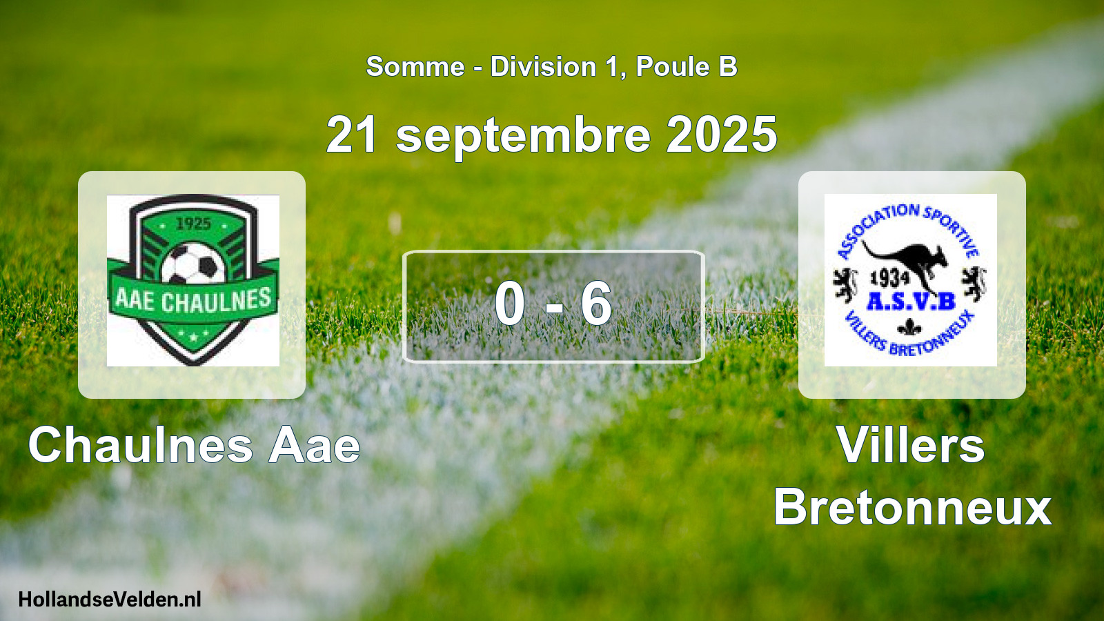 Match joué: Chaulnes Aae - Villers Bretonneux 0 - 6 (21 septembre 2025)
