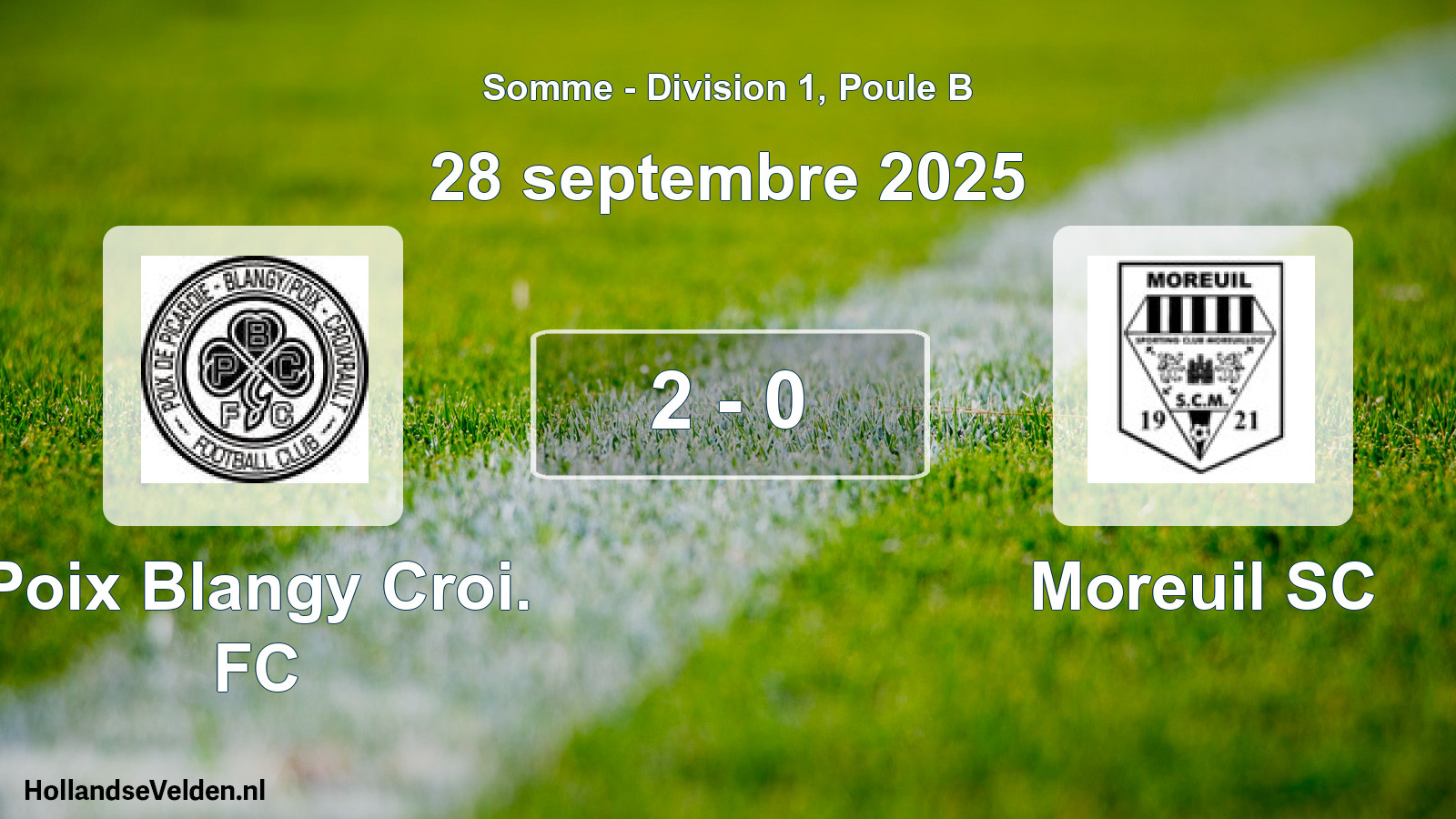 Gespeelde wedstrijd: Poix Blangy Croi. FC - Moreuil SC 2 - 0 (28 september 2025)