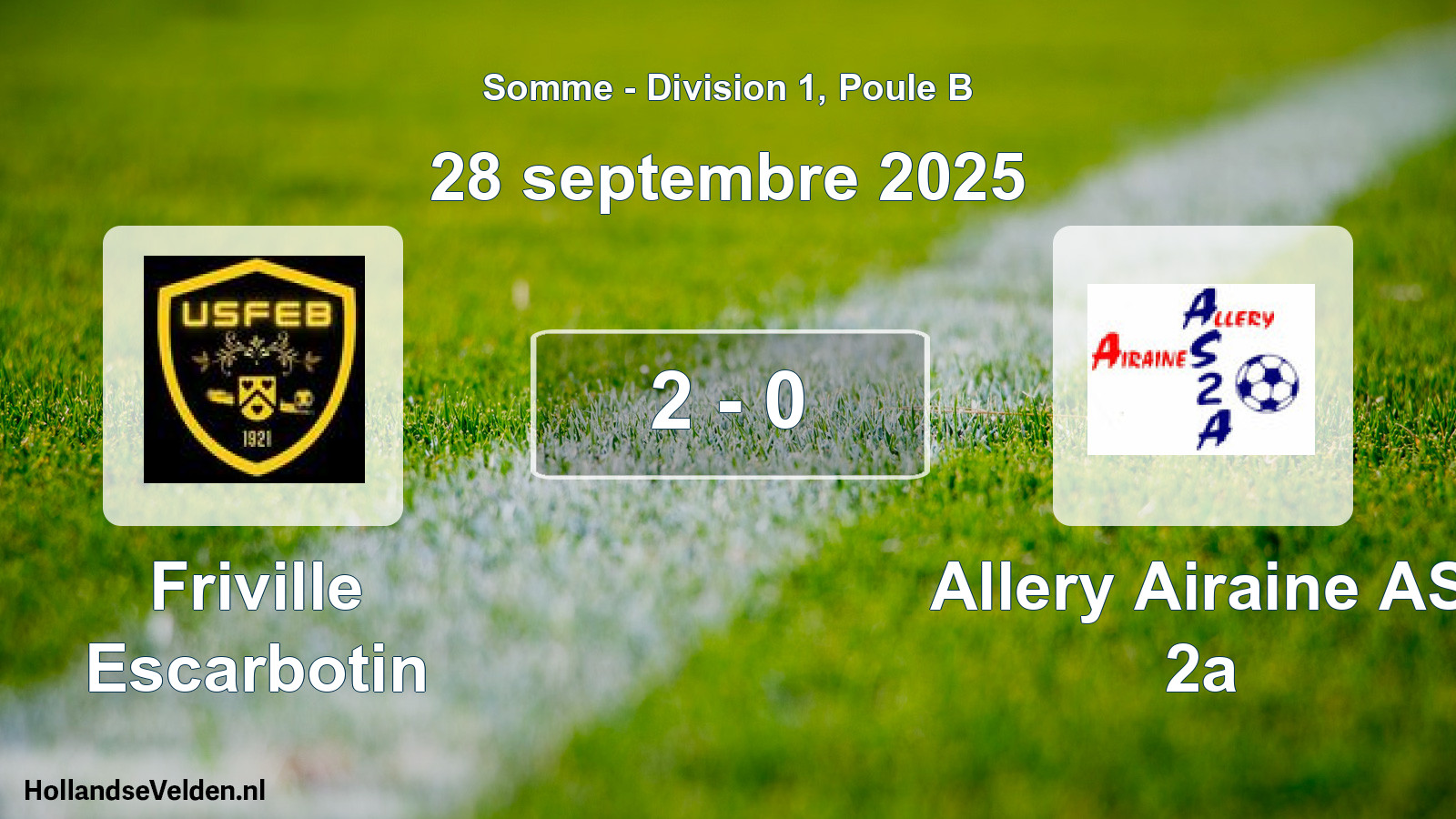 Match joué: Friville Escarbotin - Allery Airaine AS 2a 2 - 0 (28 septembre 2025)