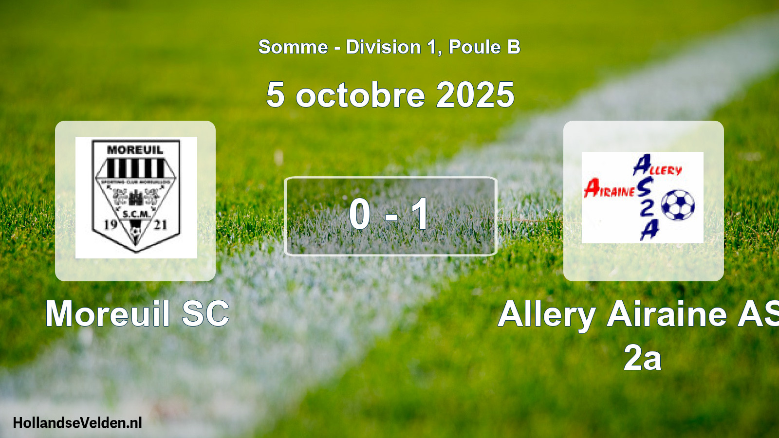 Match joué: Moreuil SC - Allery Airaine AS 2a 0 - 1 (5 octobre 2025)