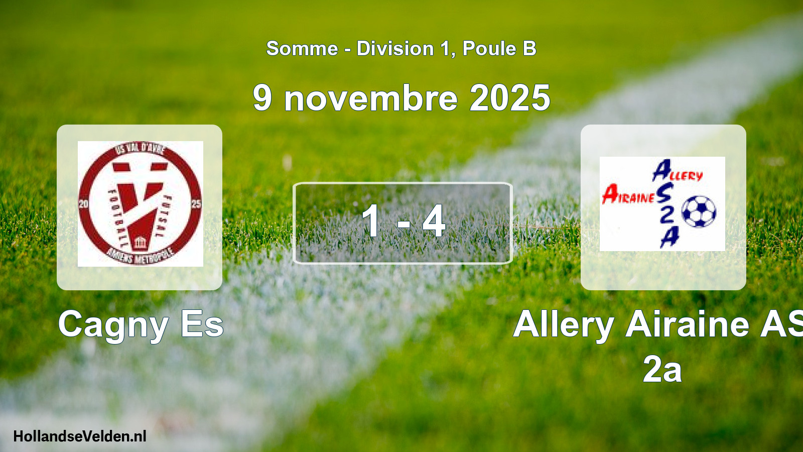 Match joué: Cagny Es - Allery Airaine AS 2a 1 - 4 (9 novembre 2025)