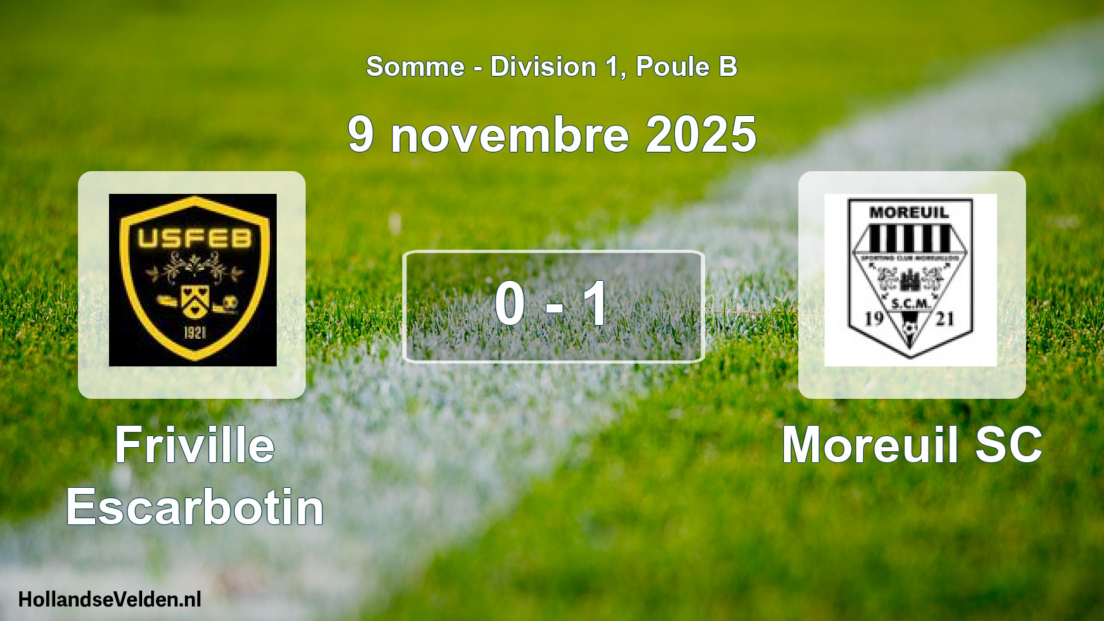 Match joué: Friville Escarbotin - Moreuil SC 0 - 1 (9 novembre 2025)