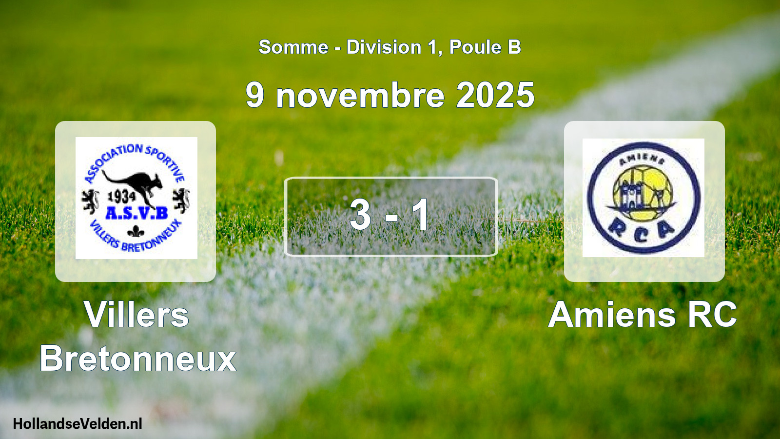 Total number of matches played: Villers Bretonneux - Amiens RC 3 - 1 (9 November 2025)