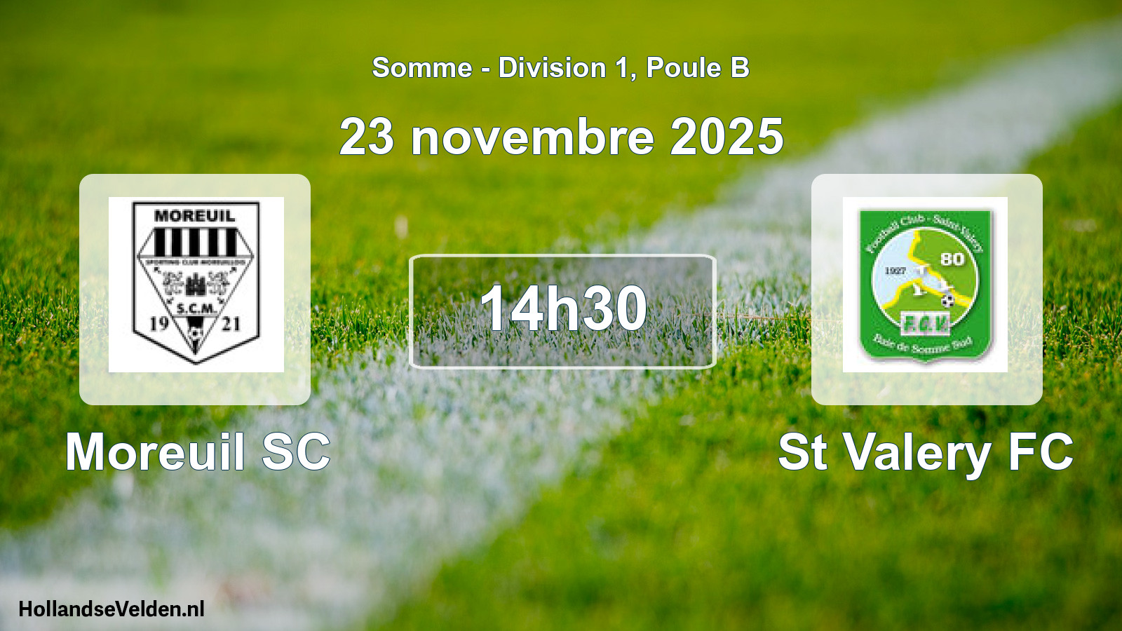 Match programmé: Moreuil SC - St Valery FC (23 novembre 2025)