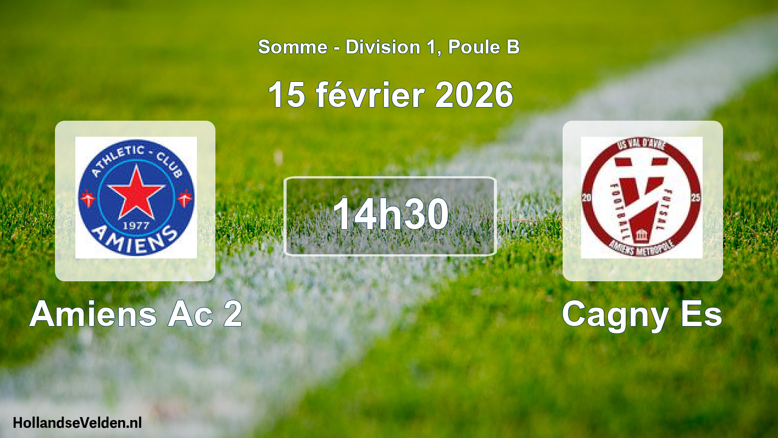 Match programmé: Amiens Ac 2 - Cagny Es (15 février 2026)