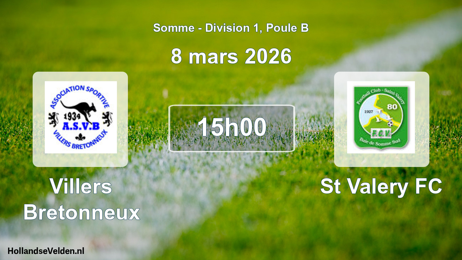 Match programmé: Villers Bretonneux - St Valery FC (8 mars 2026)