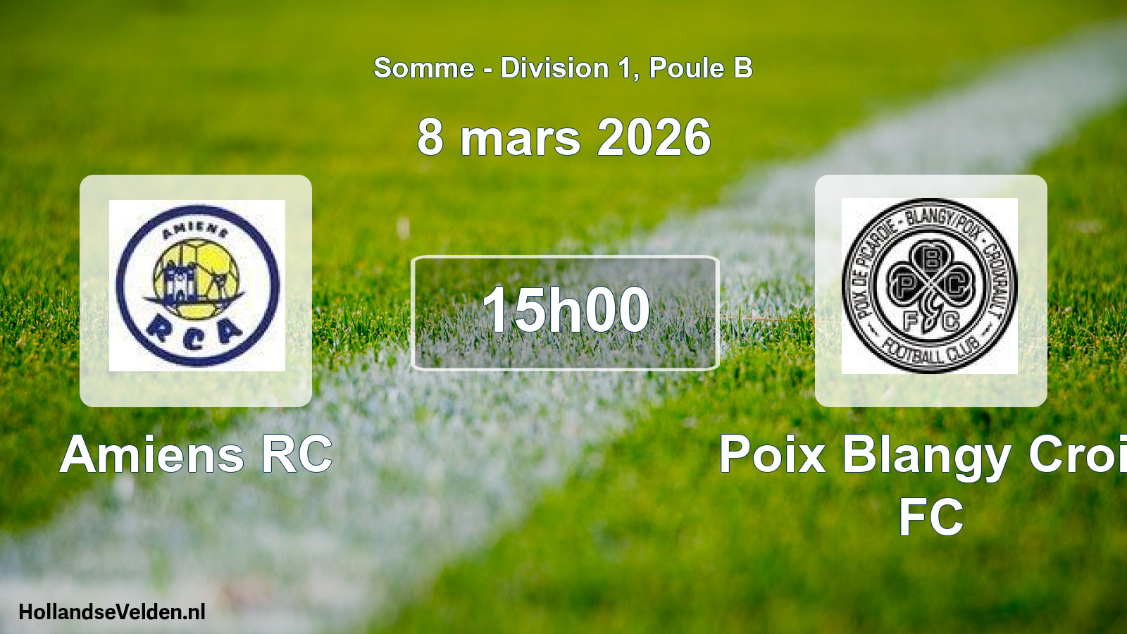 Match programmé: Amiens RC - Poix Blangy Croi. FC (8 mars 2026)