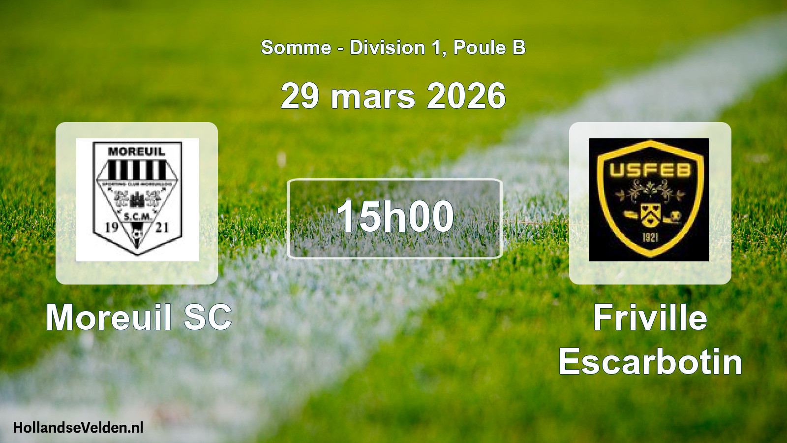Match programmé: Moreuil SC - Friville Escarbotin (29 mars 2026)