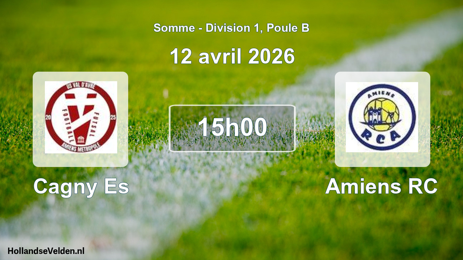 Match programmé: Cagny Es - Amiens RC (12 avril 2026)
