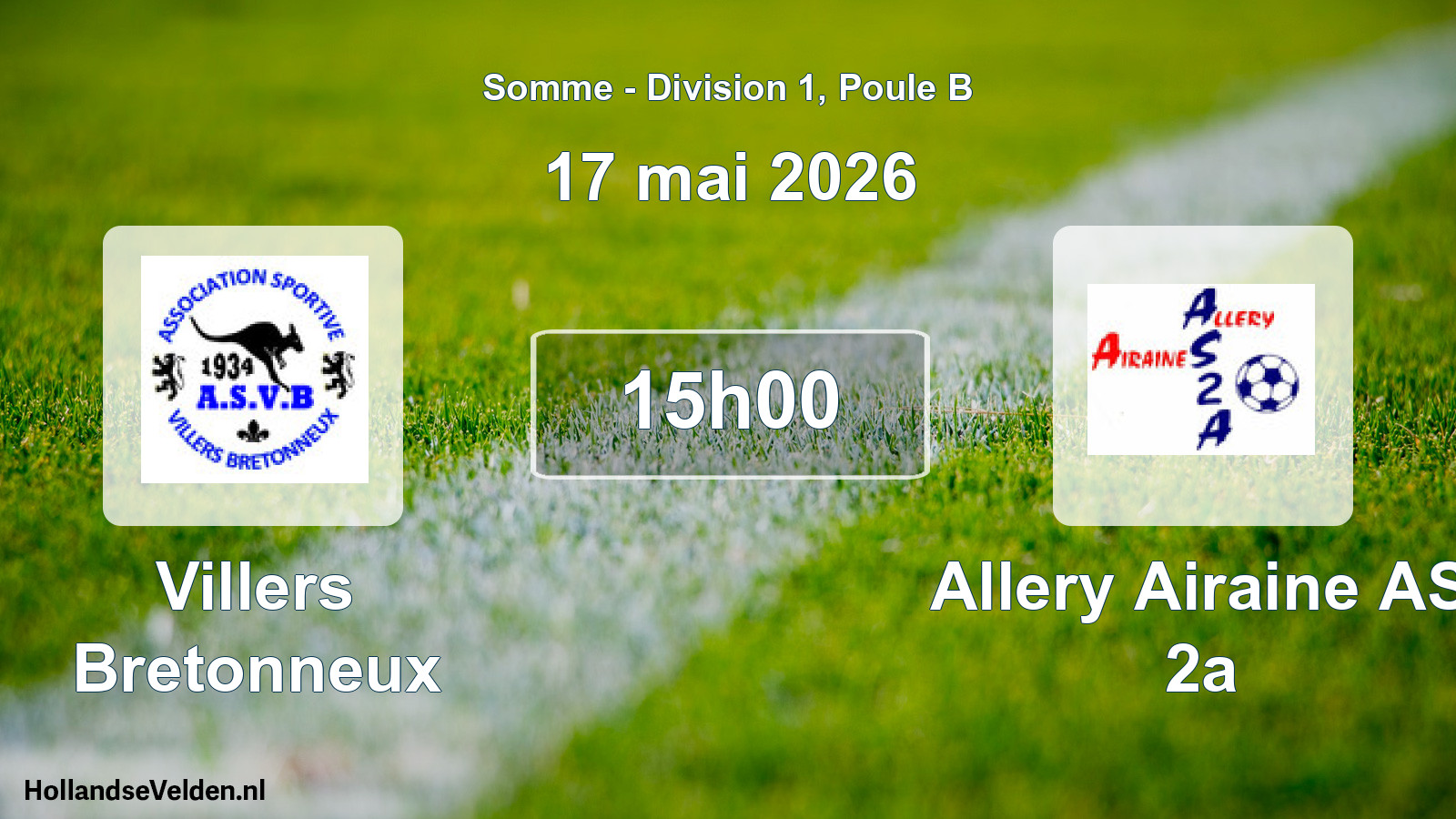 Match programmé: Villers Bretonneux - Allery Airaine AS 2a (17 mai 2026)