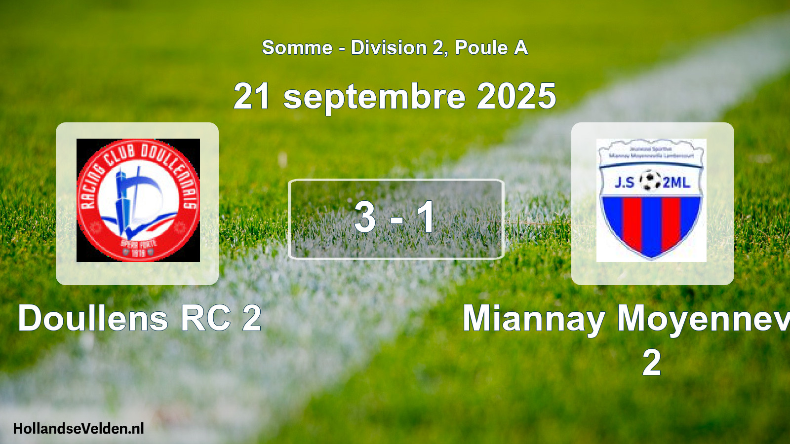 Match joué: Doullens RC 2 - Miannay Moyenneville 2 3 - 1 (21 septembre 2025)