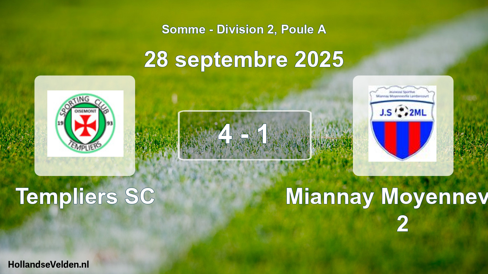 Gespeelde wedstrijd: Templiers SC - Miannay Moyenneville 2 4 - 1 (28 september 2025)