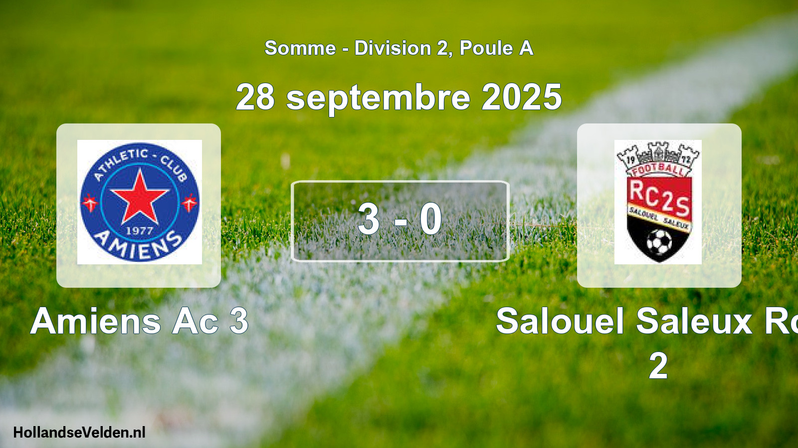 Match joué: Amiens Ac 3 - Salouel Saleux Rcf 2 3 - 0 (28 septembre 2025)