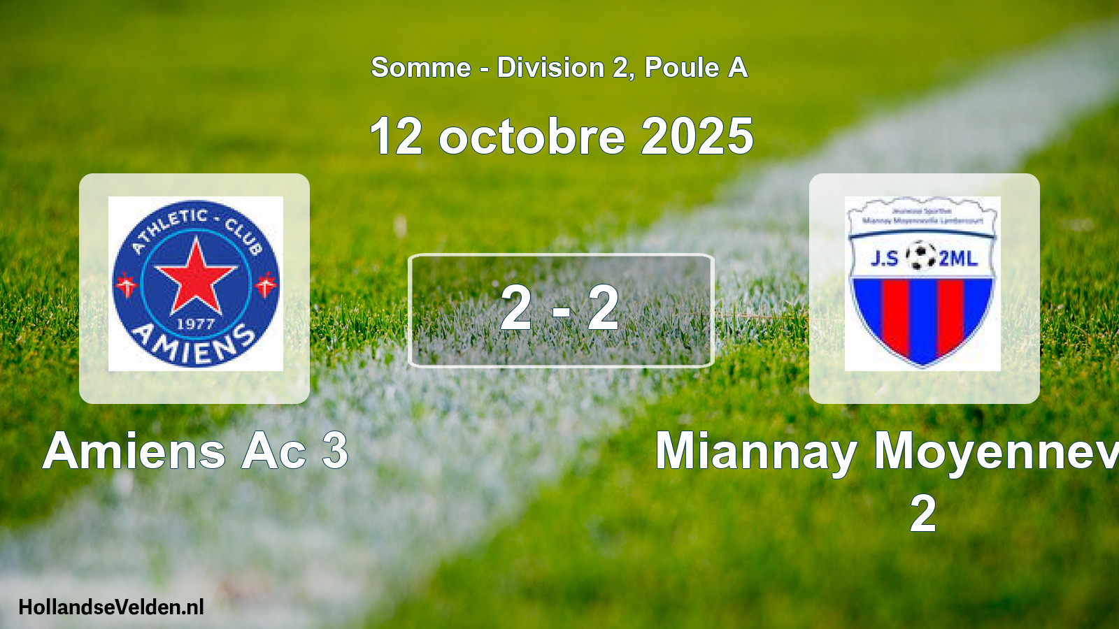 Match joué: Amiens Ac 3 - Miannay Moyenneville 2 2 - 2 (12 octobre 2025)