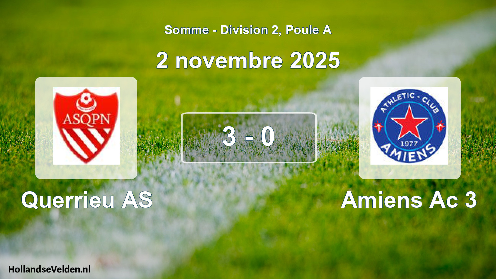 Match joué: Querrieu AS - Amiens Ac 3 3 - 0 (2 novembre 2025)