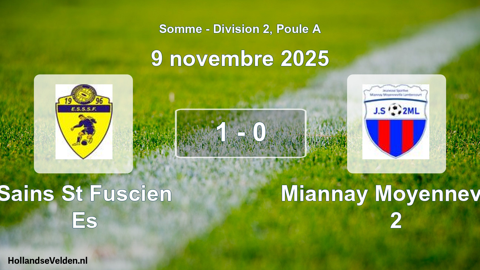 Gespeelde wedstrijd: Sains St Fuscien Es - Miannay Moyenneville 2 1 - 0 (9 november 2025)