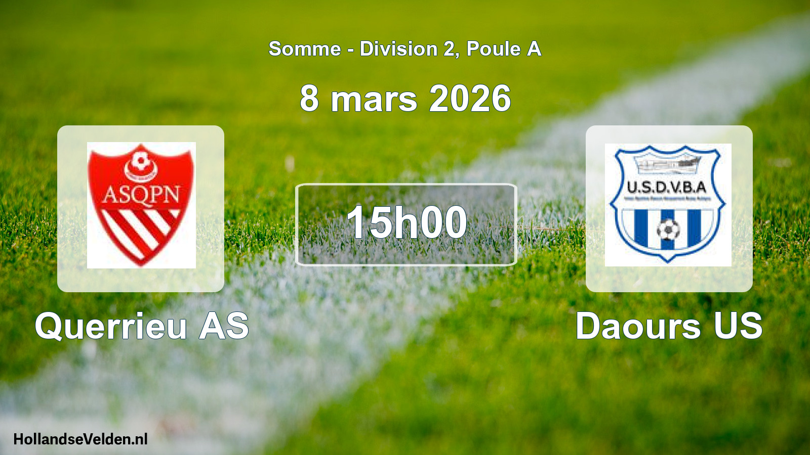 Match programmé: Querrieu AS - Daours US (8 mars 2026)