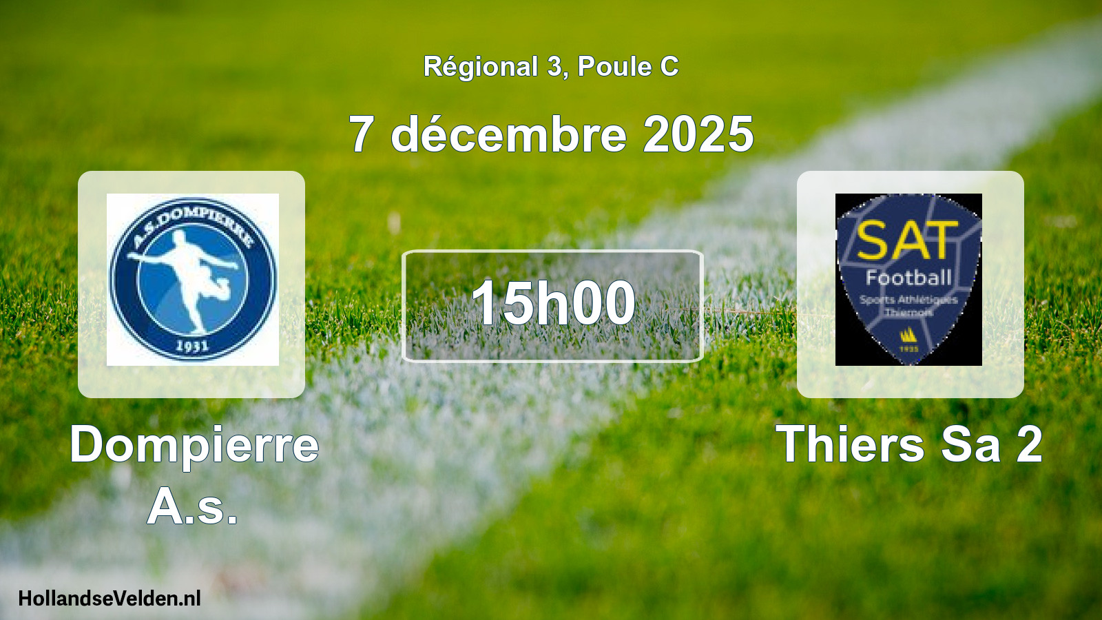 Geplande wedstrijd: Dompierre A.s. - Thiers Sa 2 (7 décembre 2025)