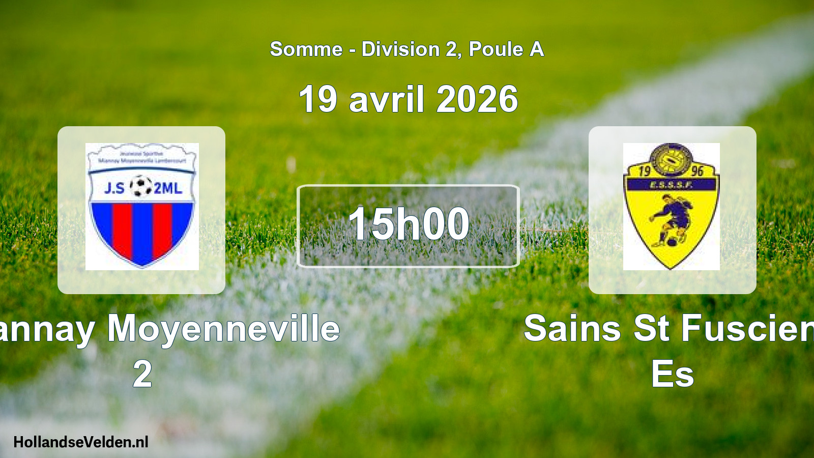 Match programmé: Miannay Moyenneville 2 - Sains St Fuscien Es (19 avril 2026)