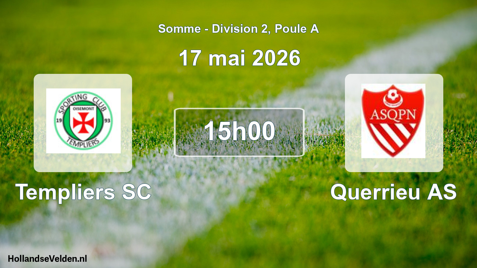 Match programmé: Templiers SC - Querrieu AS (17 mai 2026)