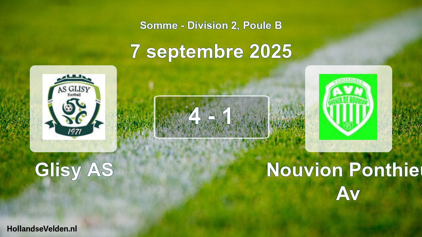 Match joué: Glisy AS - Nouvion Ponthieu Av 4 - 1 (7 septembre 2025)