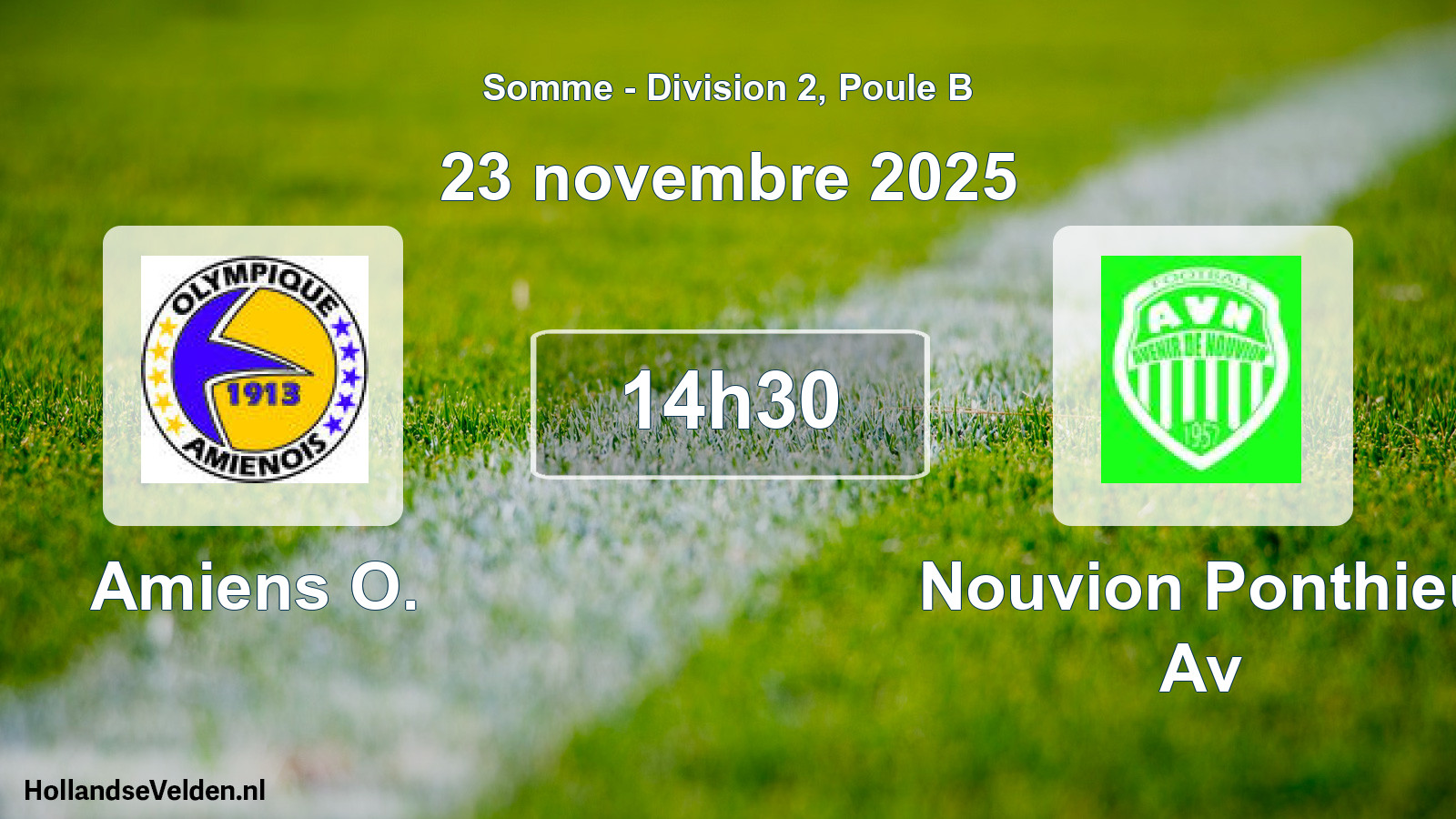 Match programmé: Amiens O. - Nouvion Ponthieu Av (23 novembre 2025)