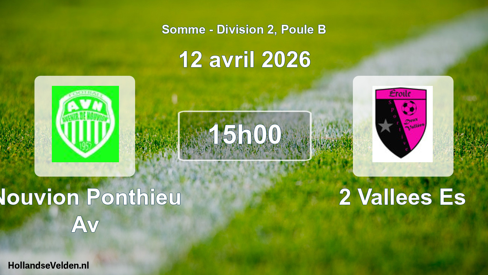 Match programmé: Nouvion Ponthieu Av - 2 Vallees Es (12 avril 2026)