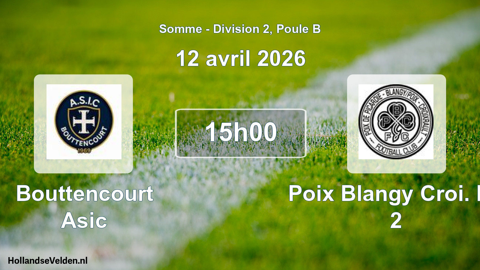 Match programmé: Bouttencourt Asic - Poix Blangy Croi. FC 2 (12 avril 2026)