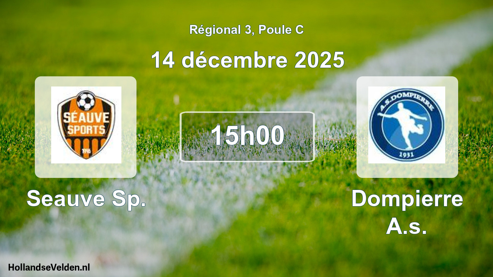 Geplande wedstrijd: Seauve Sp. - Dompierre A.s. (14 december 2025)