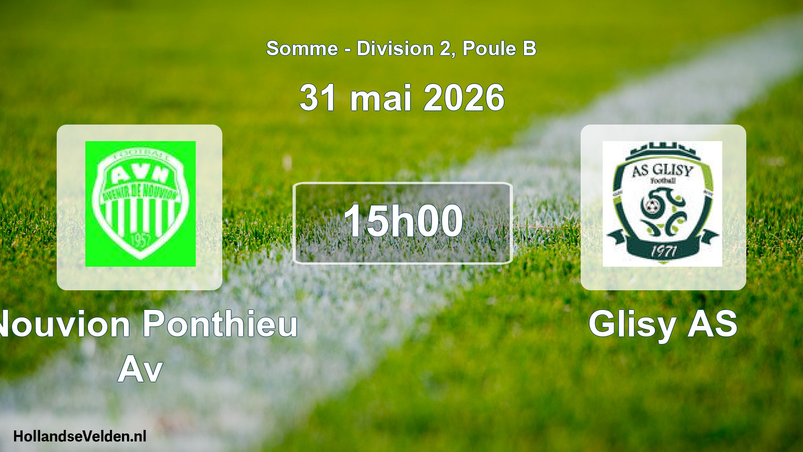 Match programmé: Nouvion Ponthieu Av - Glisy AS (31 mai 2026)