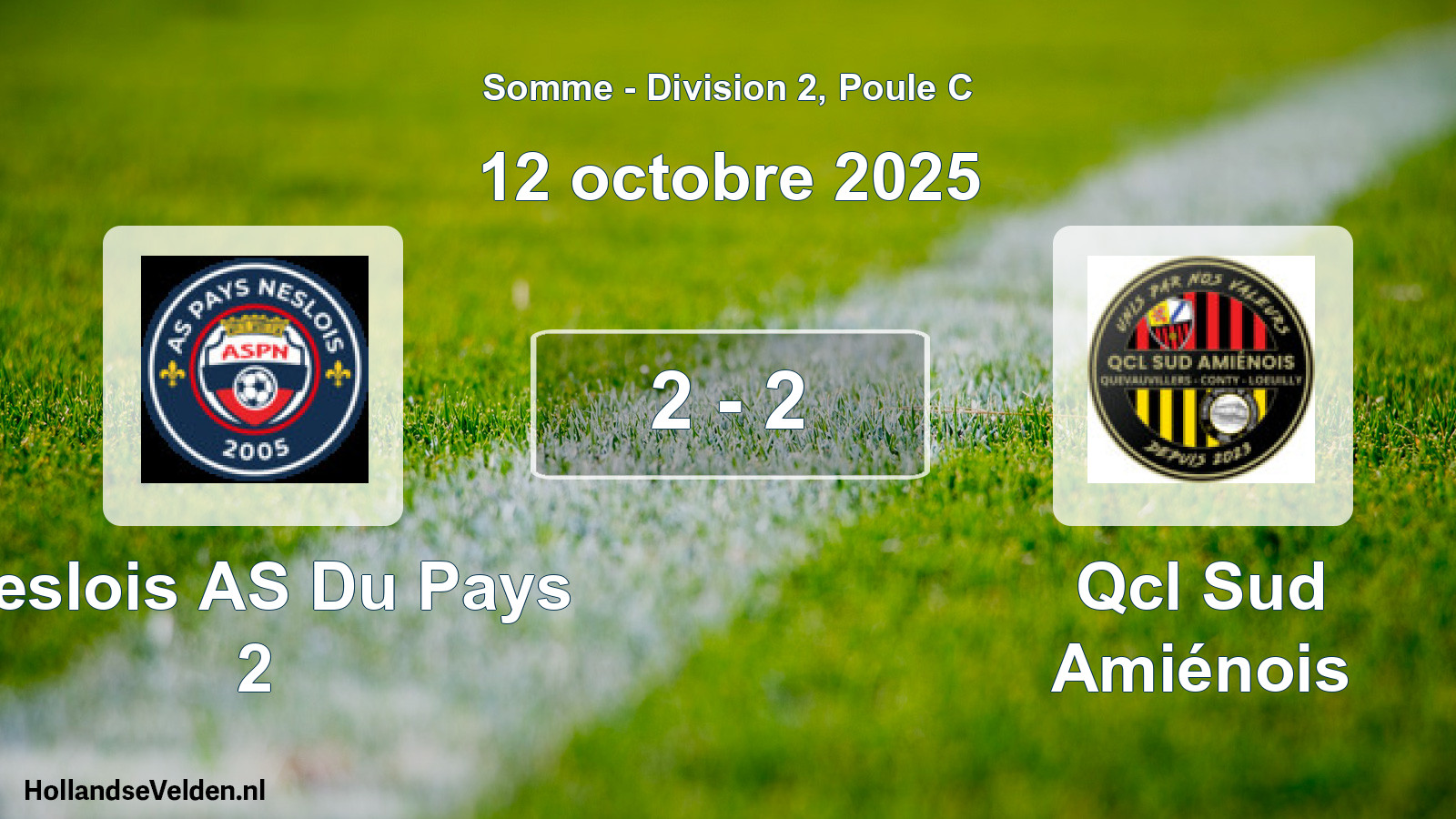 Match joué: Neslois AS Du Pays 2 - Qcl Sud Amiénois 2 - 2 (12 octobre 2025)