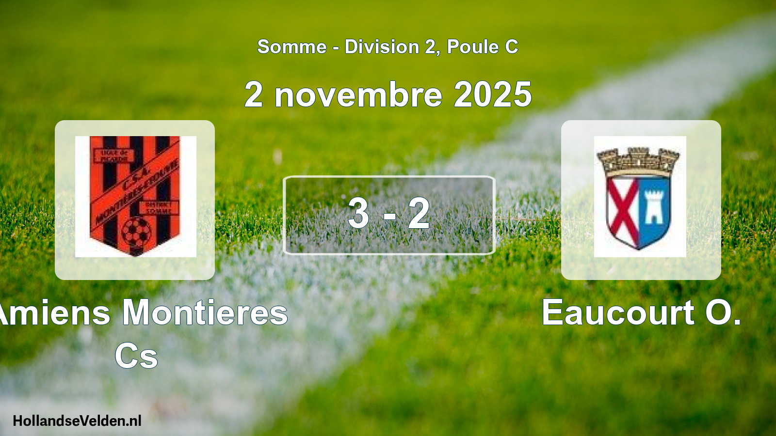 Match joué: Amiens Montieres Cs - Eaucourt O. 3 - 2 (2 novembre 2025)