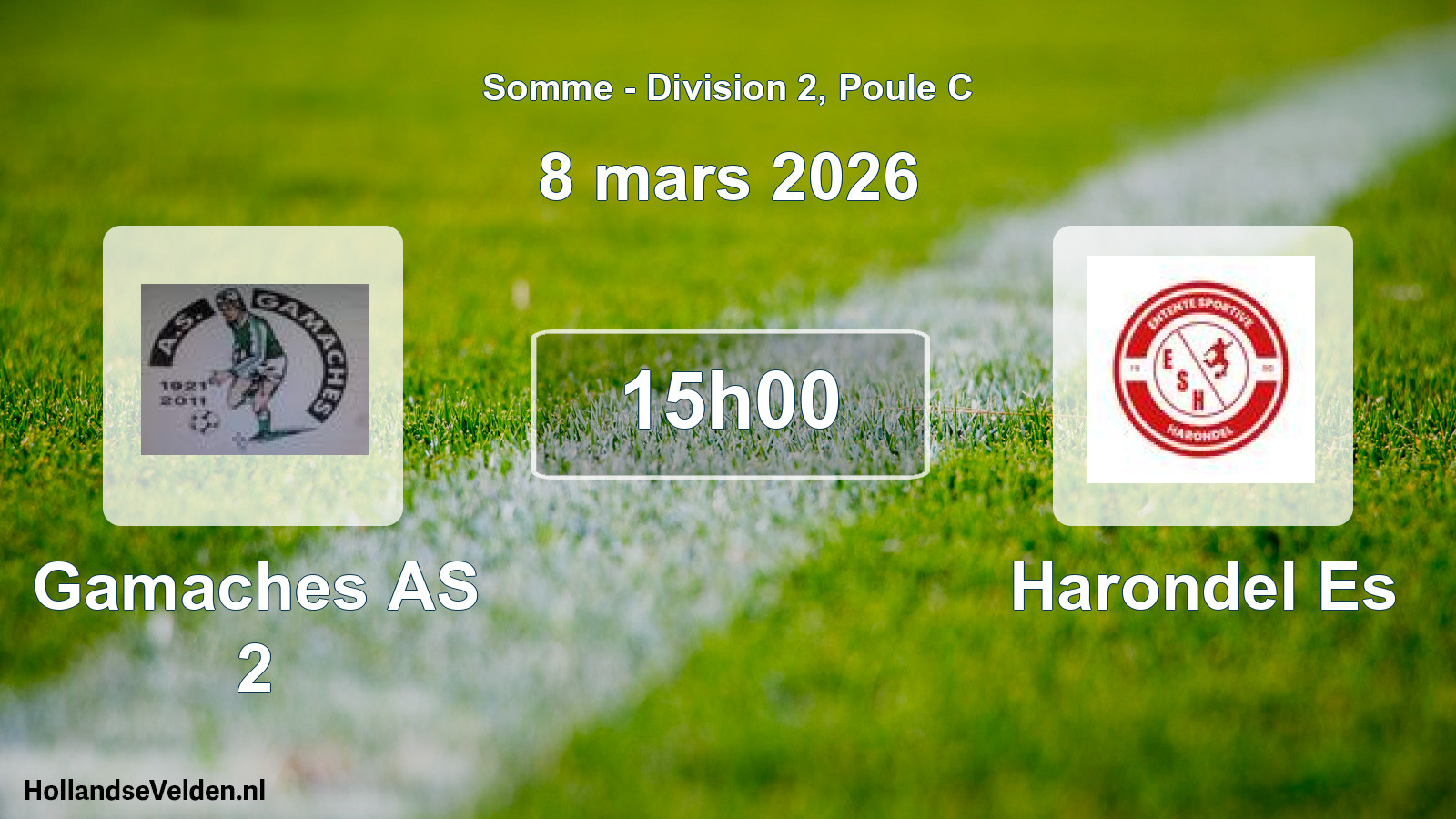 Match programmé: Gamaches AS 2 - Harondel Es (8 mars 2026)