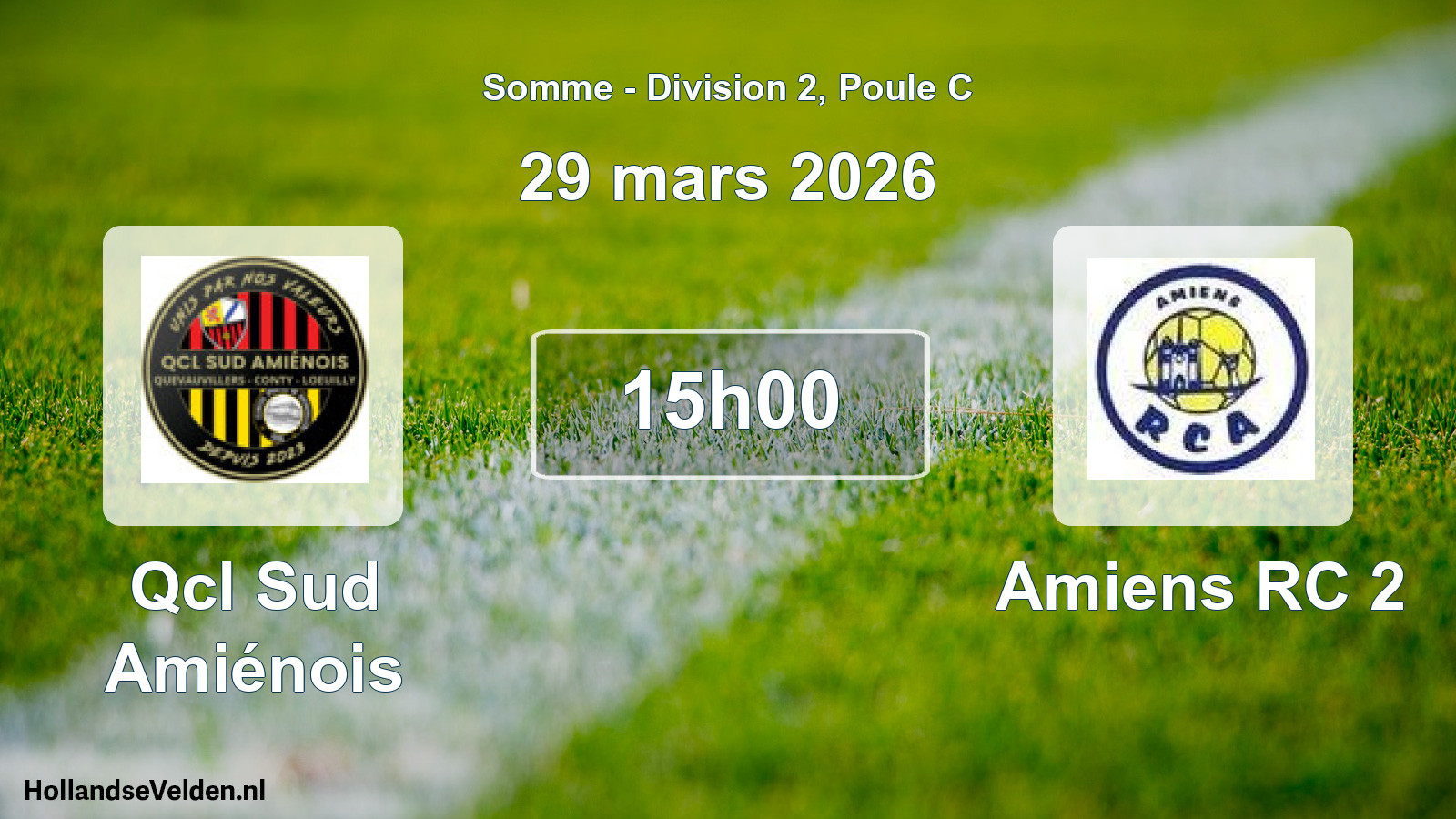 Match programmé: Qcl Sud Amiénois - Amiens RC 2 (29 mars 2026)