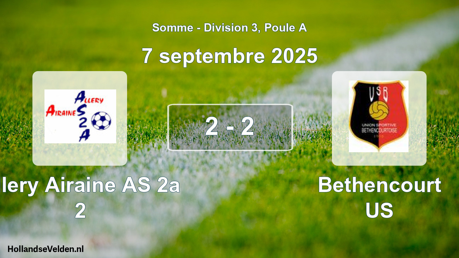 Match joué: Allery Airaine AS 2a 2 - Bethencourt US 2 - 2 (7 septembre 2025)
