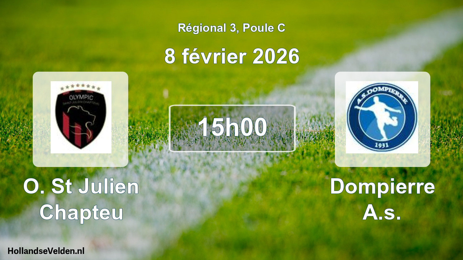 Geplande wedstrijd: O. St Julien Chapteu - Dompierre A.s. (8 février 2026)